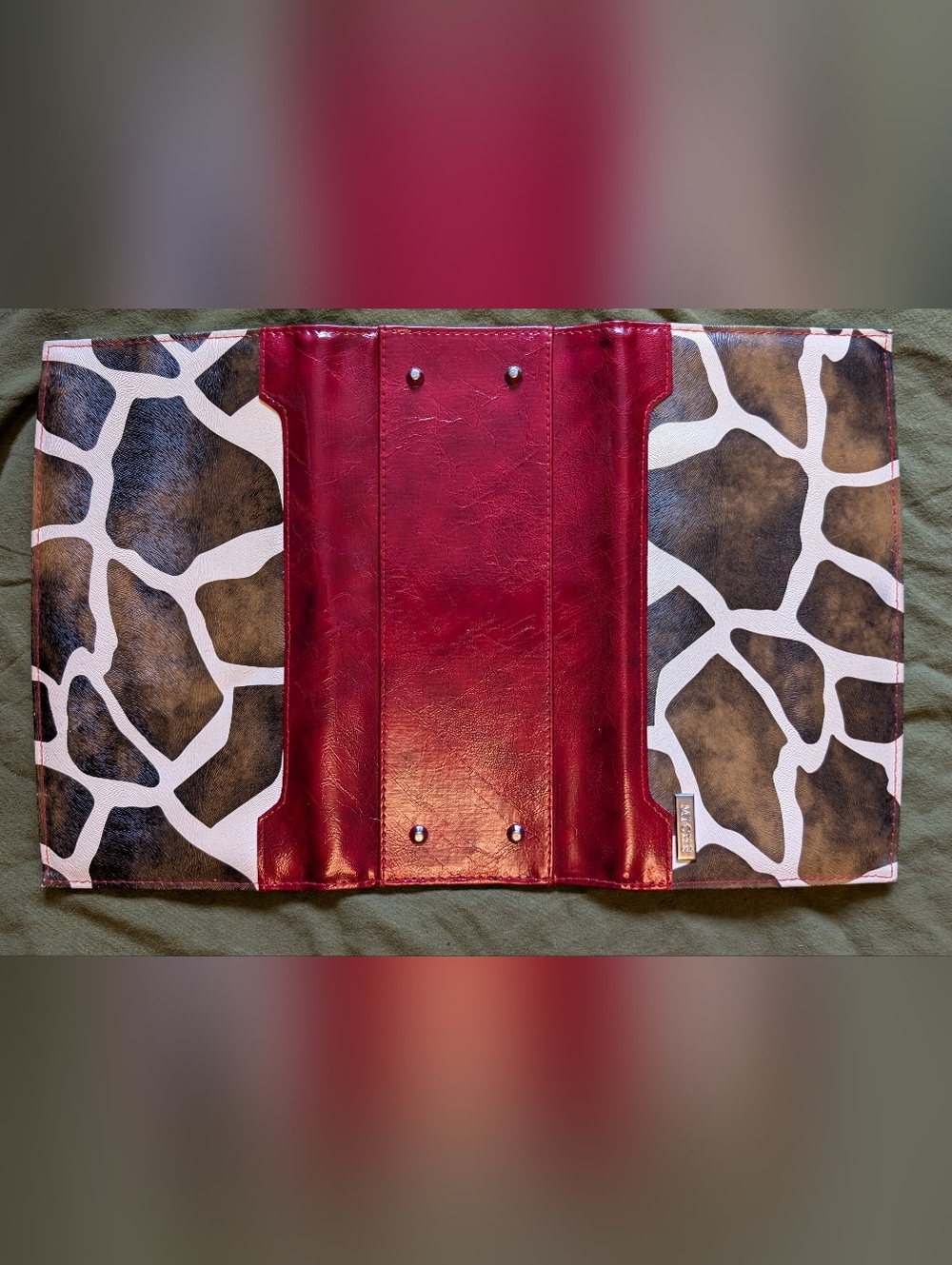 Miche Red and Giraffe Print Purse cover